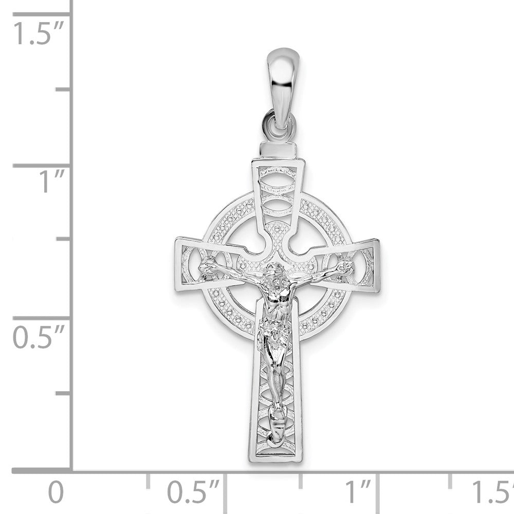 FJC Finejewelers 925 Sterling Silver Rhodium Plated Polished Cut-out Celtic Crucifix Charm 17 mm