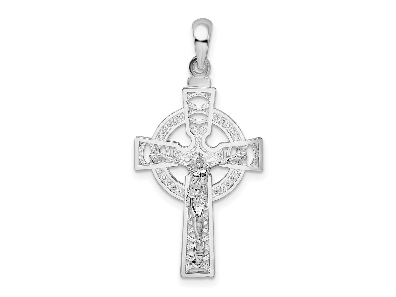 FJC Finejewelers 925 Sterling Silver Rhodium Plated Polished Cut-out Celtic Crucifix Charm 17 mm