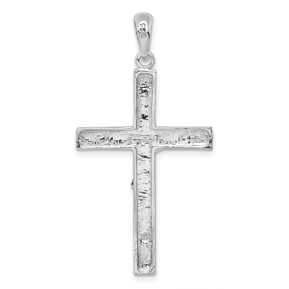 FJC Finejewelers 925 Sterling Silver Rhodium Plated Polished Textured Latin Crucifix Charm 22 mm