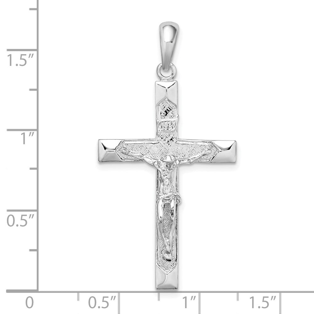 FJC Finejewelers 925 Sterling Silver Rhodium Plated Polished Textured Latin Crucifix Charm 22 mm