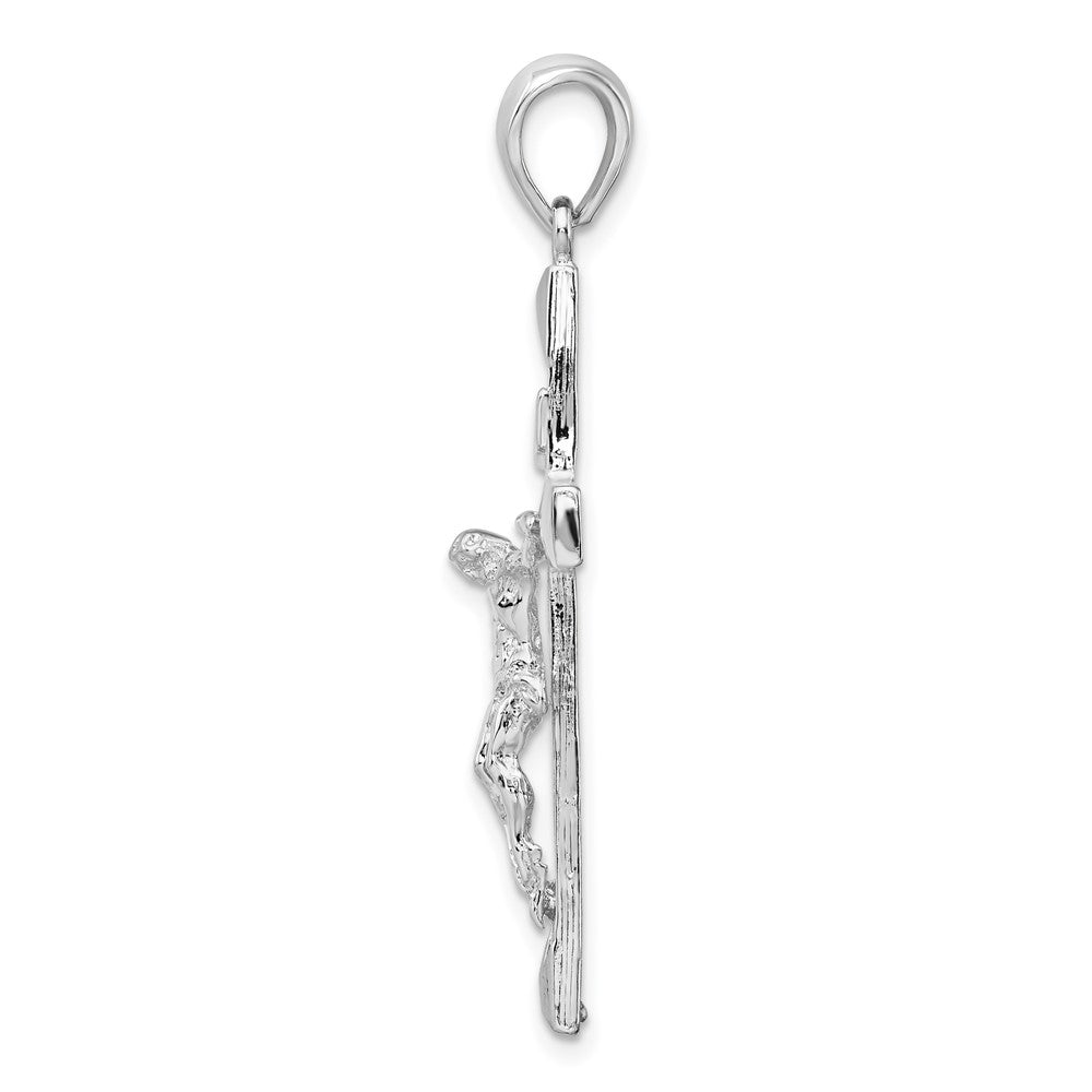 FJC Finejewelers 925 Sterling Silver Rhodium Plated Polished Textured Latin Crucifix Charm 22 mm