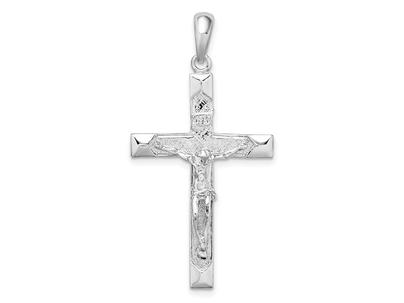 FJC Finejewelers 925 Sterling Silver Rhodium Plated Polished Textured Latin Crucifix Charm 22 mm