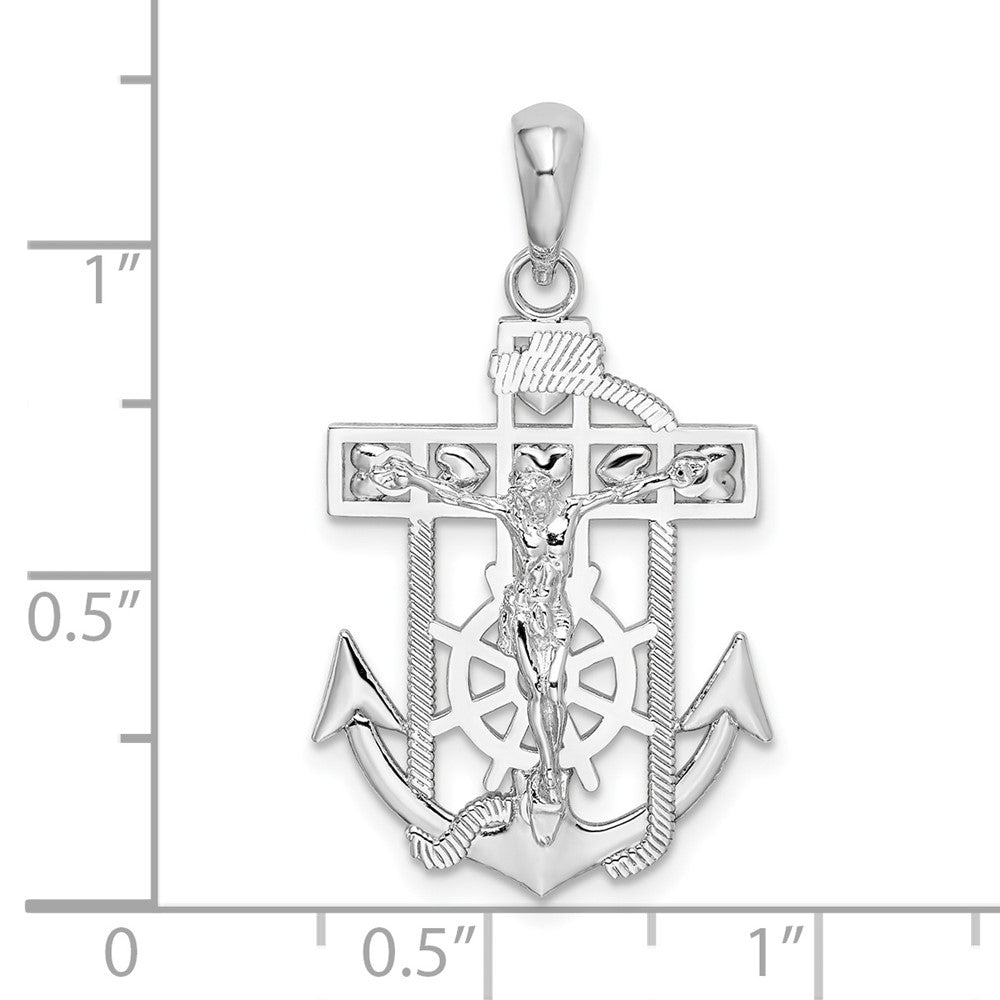 FJC Finejewelers 925 Sterling Silver Rhodium Plated Polished Mariners Crucifix Charm 16 mm
