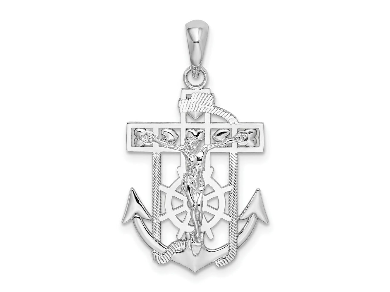 FJC Finejewelers 925 Sterling Silver Rhodium Plated Polished Mariners Crucifix Charm 16 mm