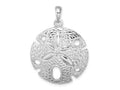 FJC Finejewelers 925 Sterling Silver Rhodium Plated Polished Large Sand Dollar Charm 33 x 24 mm