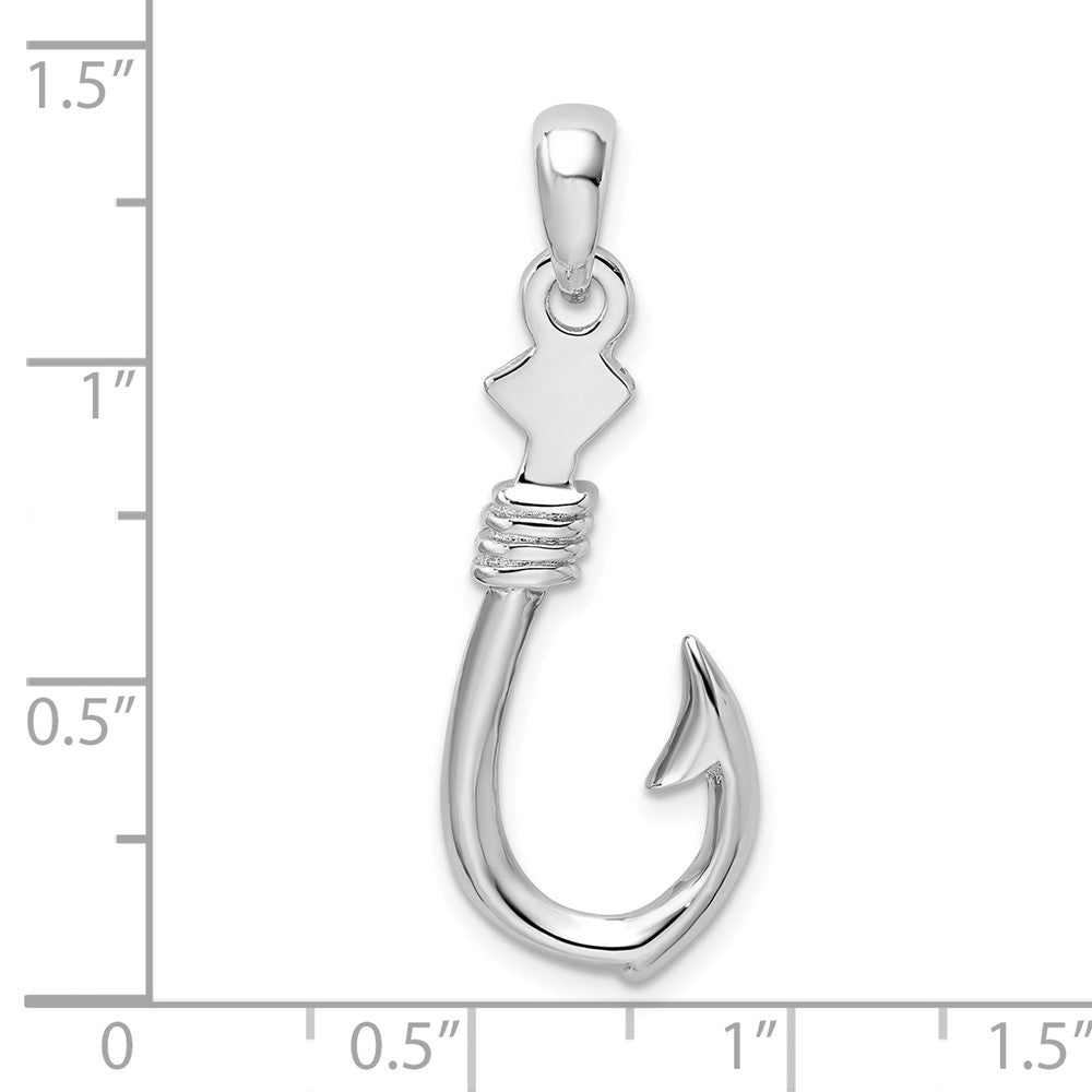 FJC Finejewelers 925 Sterling Silver Polished 3D Large Fish Hook with Rope Charm 35 x 12 mm