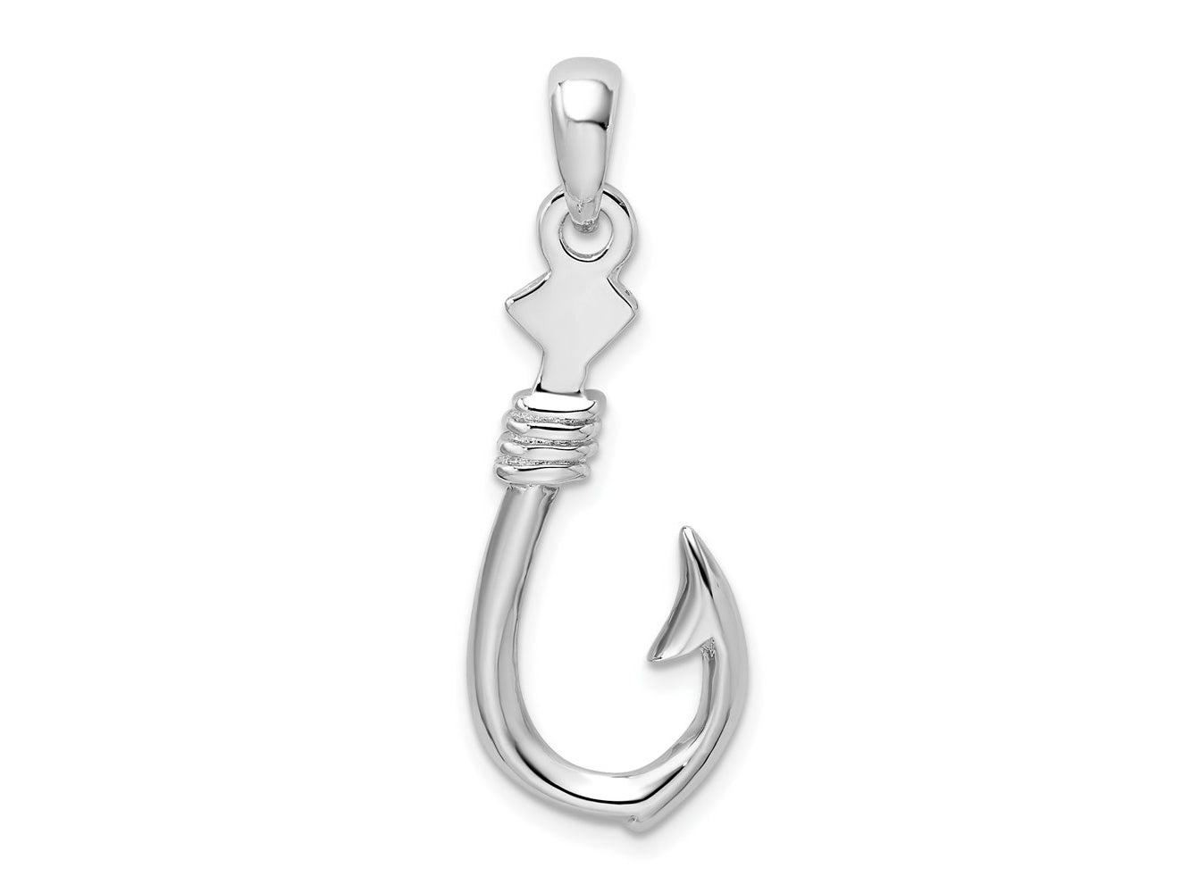 FJC Finejewelers 925 Sterling Silver Polished 3D Large Fish Hook with Rope Charm 35 x 12 mm