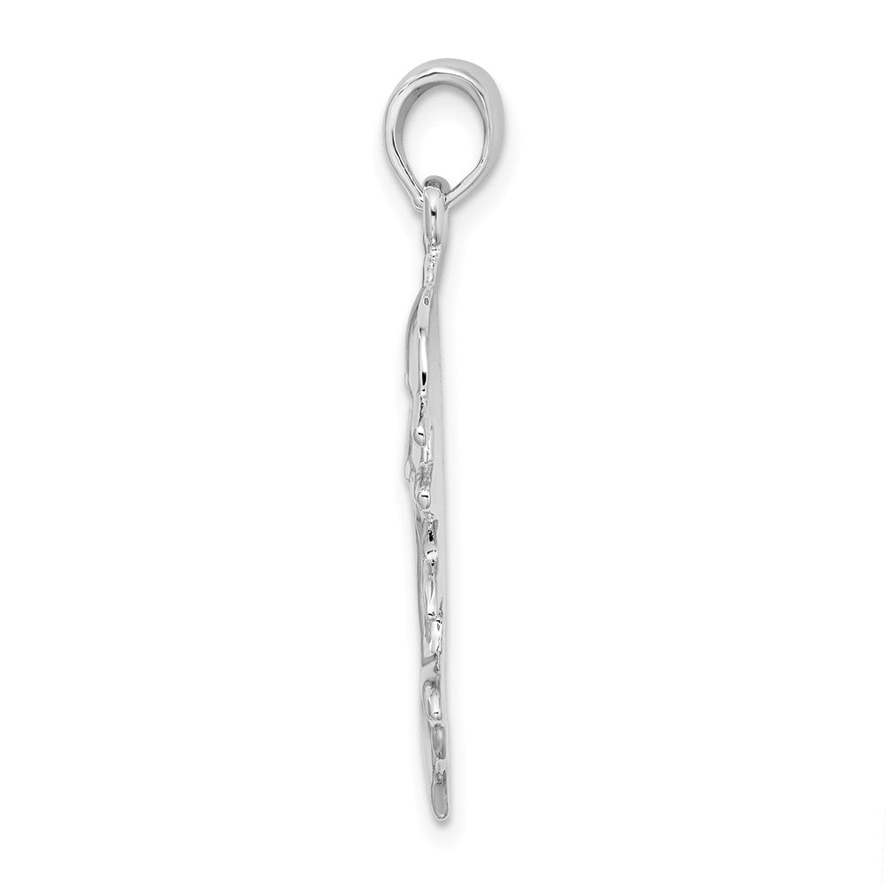 FJC Finejewelers 925 Sterling Silver Rhodium Plated Polished Double Dolphins Charm 32 x 14 mm