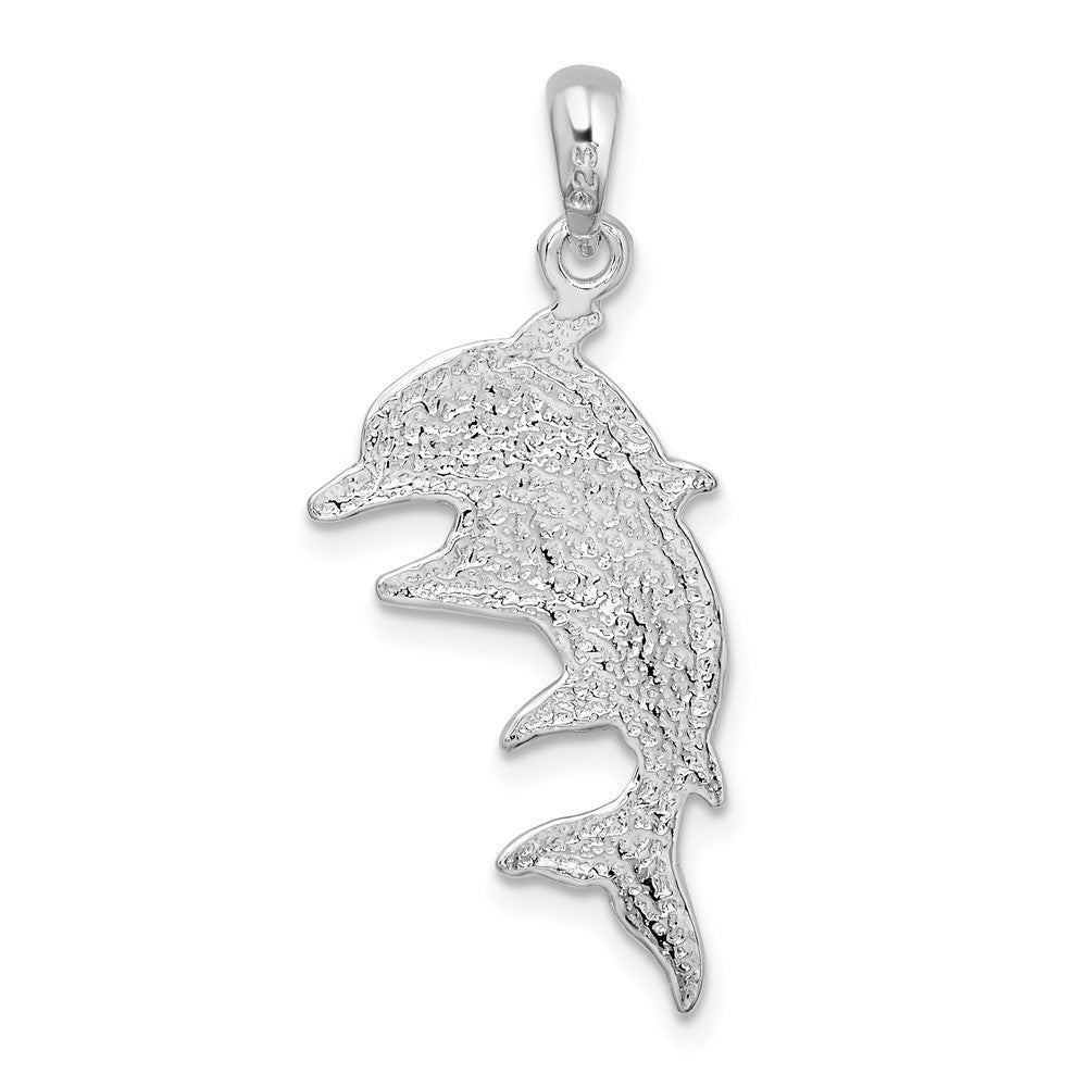 FJC Finejewelers 925 Sterling Silver Rhodium Plated Polished Double Dolphins Charm 32 x 14 mm