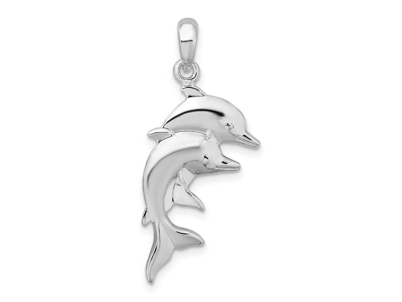 FJC Finejewelers 925 Sterling Silver Rhodium Plated Polished Double Dolphins Charm 32 x 14 mm