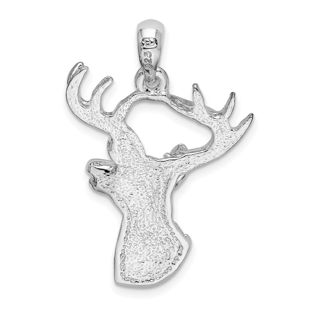 FJC Finejewelers 925 Sterling Silver Rhodium Plated 6-point Buck Deer Head Profile Charm 22 mm