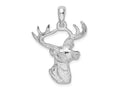 FJC Finejewelers 925 Sterling Silver Rhodium Plated 6-point Buck Deer Head Profile Charm 22 mm