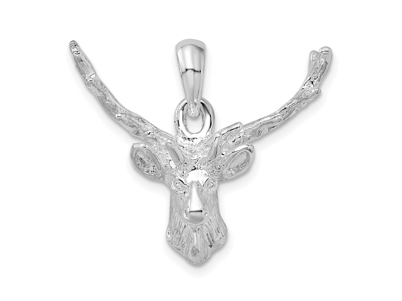 FJC Finejewelers 925 Sterling Silver Polished 8-point Buck Deer Head Charm 27 mm