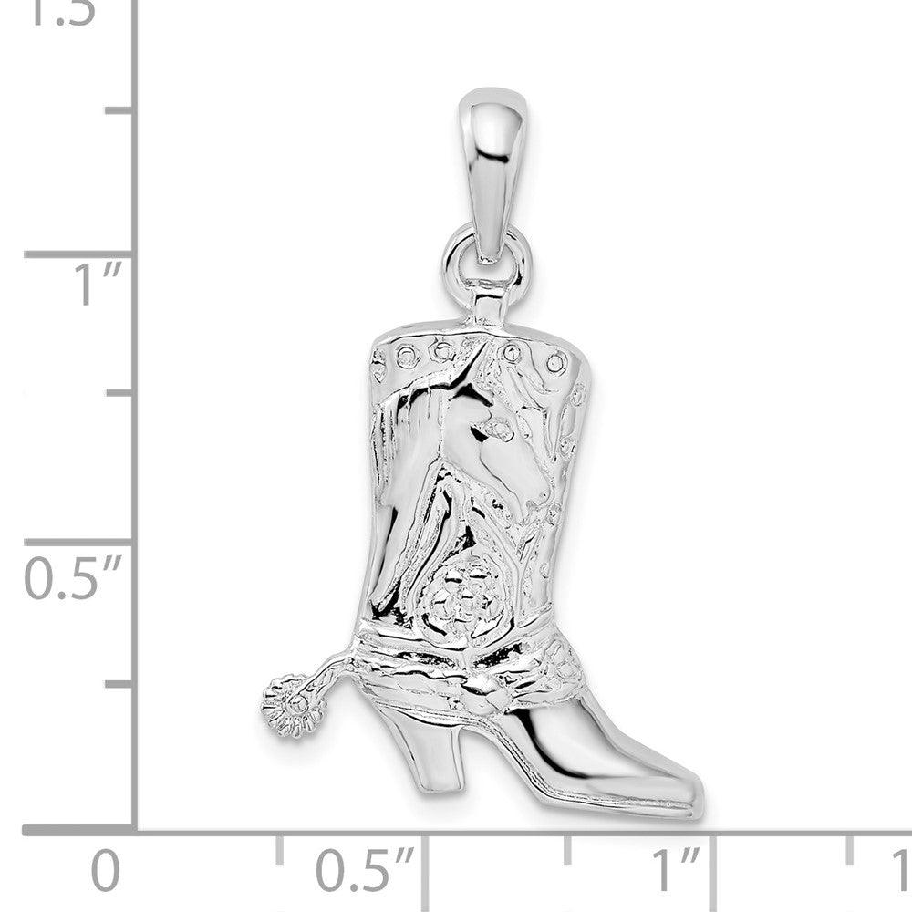 FJC Finejewelers 925 Sterling Silver d Polished 3D Cowboy Boot with Spur Charm 19 mm