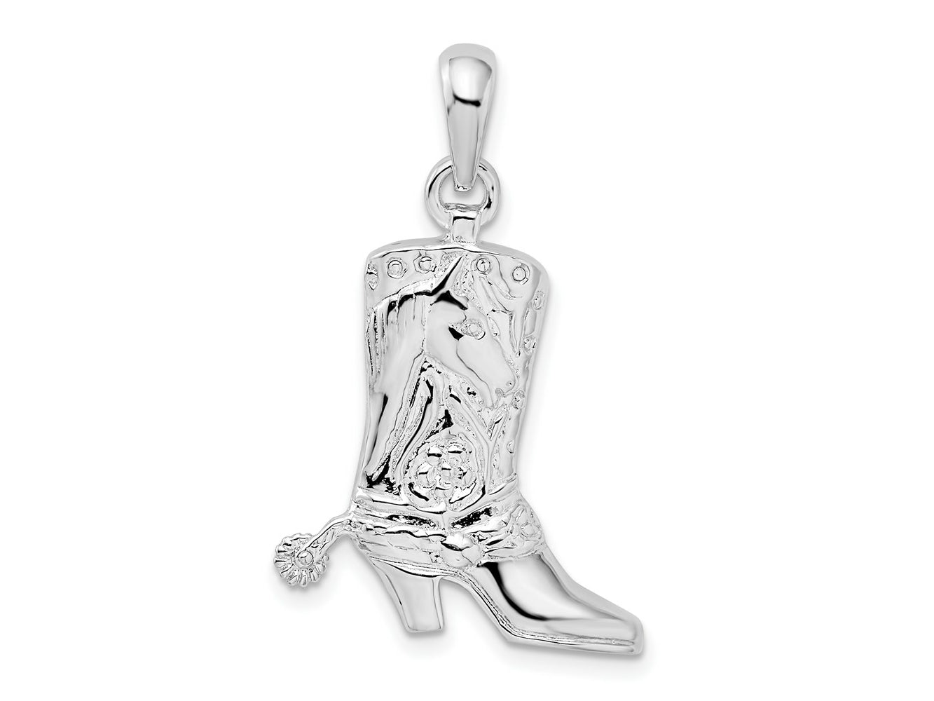FJC Finejewelers 925 Sterling Silver d Polished 3D Cowboy Boot with Spur Charm 19 mm