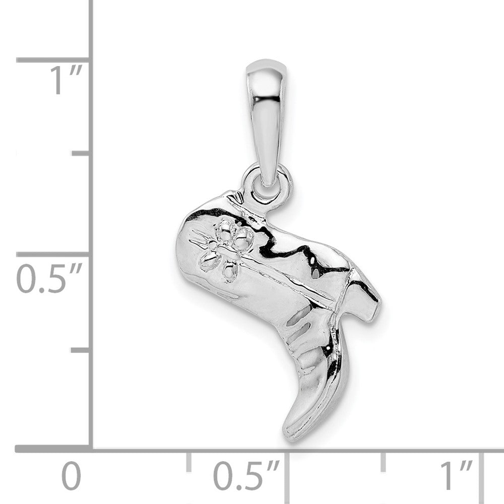 FJC Finejewelers 925 Sterling Silver Rhodium Plated Polished 3D Cowboy Boot Charm 13 mm