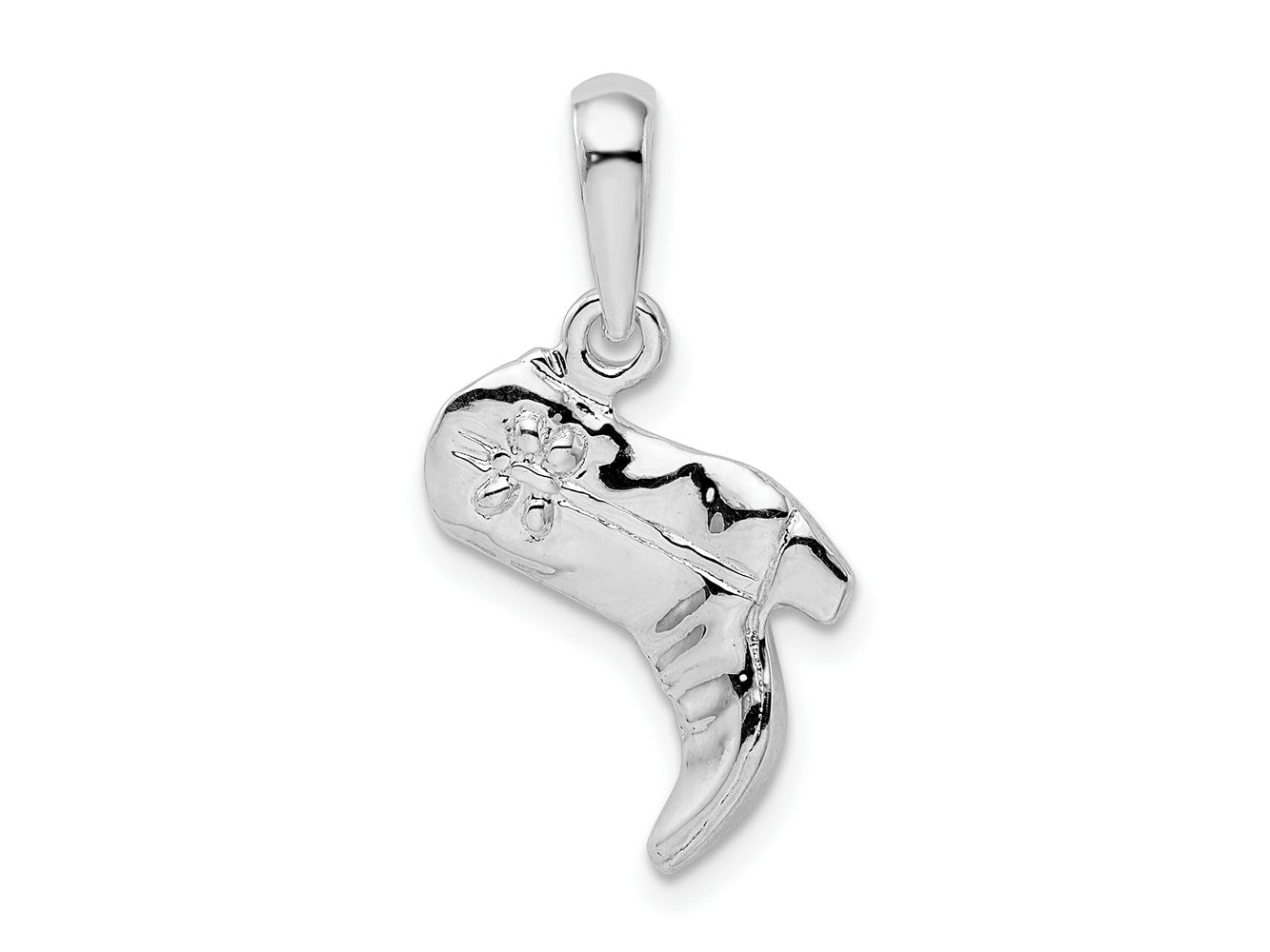 FJC Finejewelers 925 Sterling Silver Rhodium Plated Polished 3D Cowboy Boot Charm 13 mm