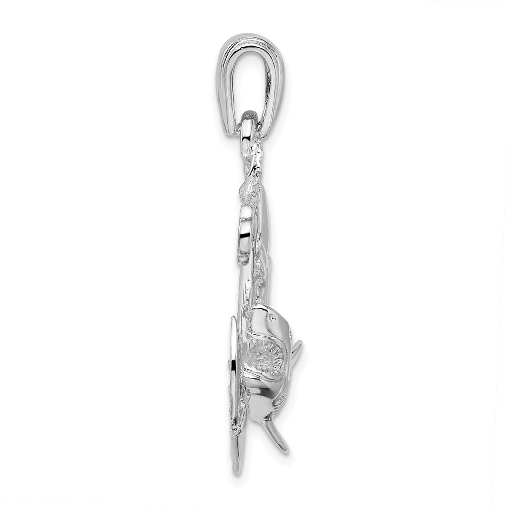FJC Finejewelers 925 Sterling Silver Rhodium Plated Polished Anchor with Shark Charm 38 x 20 mm