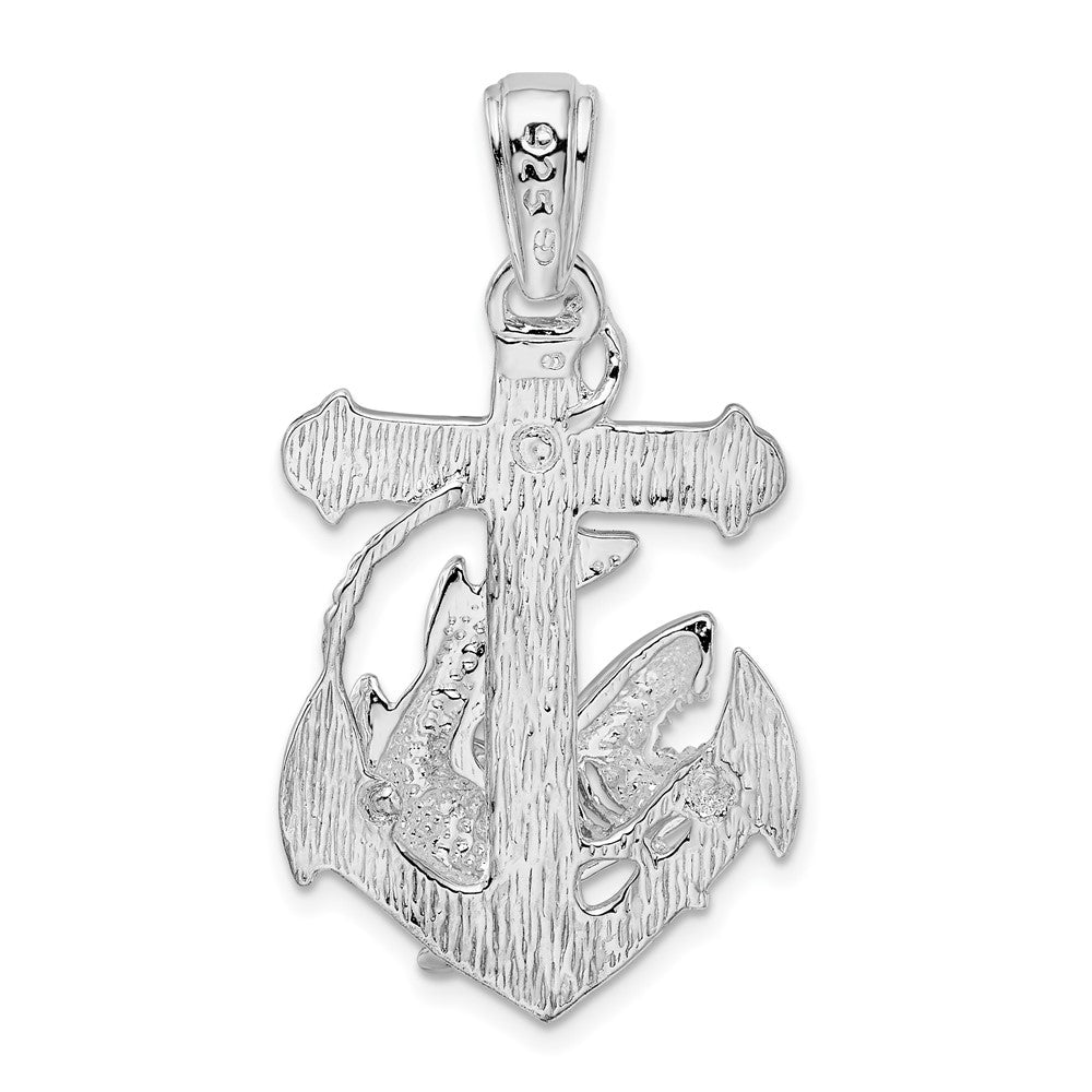 FJC Finejewelers 925 Sterling Silver Rhodium Plated Polished Anchor with Shark Charm 38 x 20 mm