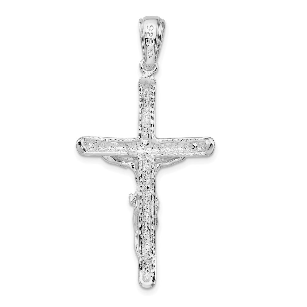 FJC Finejewelers 925 Sterling Silver Rhodium Plated Textured Crucifix Charm 23 mm