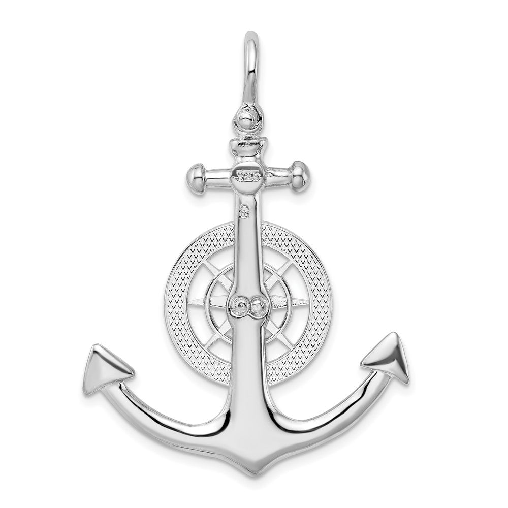 FJC Finejewelers 925 Sterling Silver Rhodium Plated Polished 3D Lg Anchor with Compass Charm 44 x 32 mm