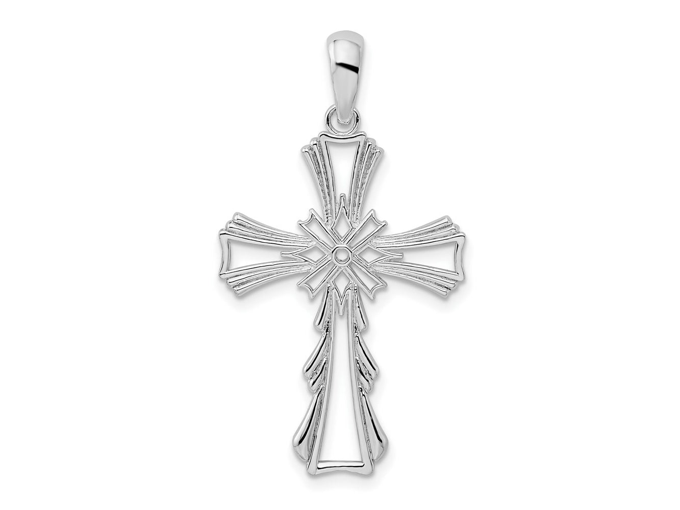 FJC Finejewelers 925 Sterling Silver Rhodium Plated Polished X-Center Cut-out Cross Charm 19 mm