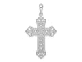 FJC Finejewelers 925 Sterling Silver Rhodium Plated Polish Filigree Fleur de Lis Cross Charm 23 mm