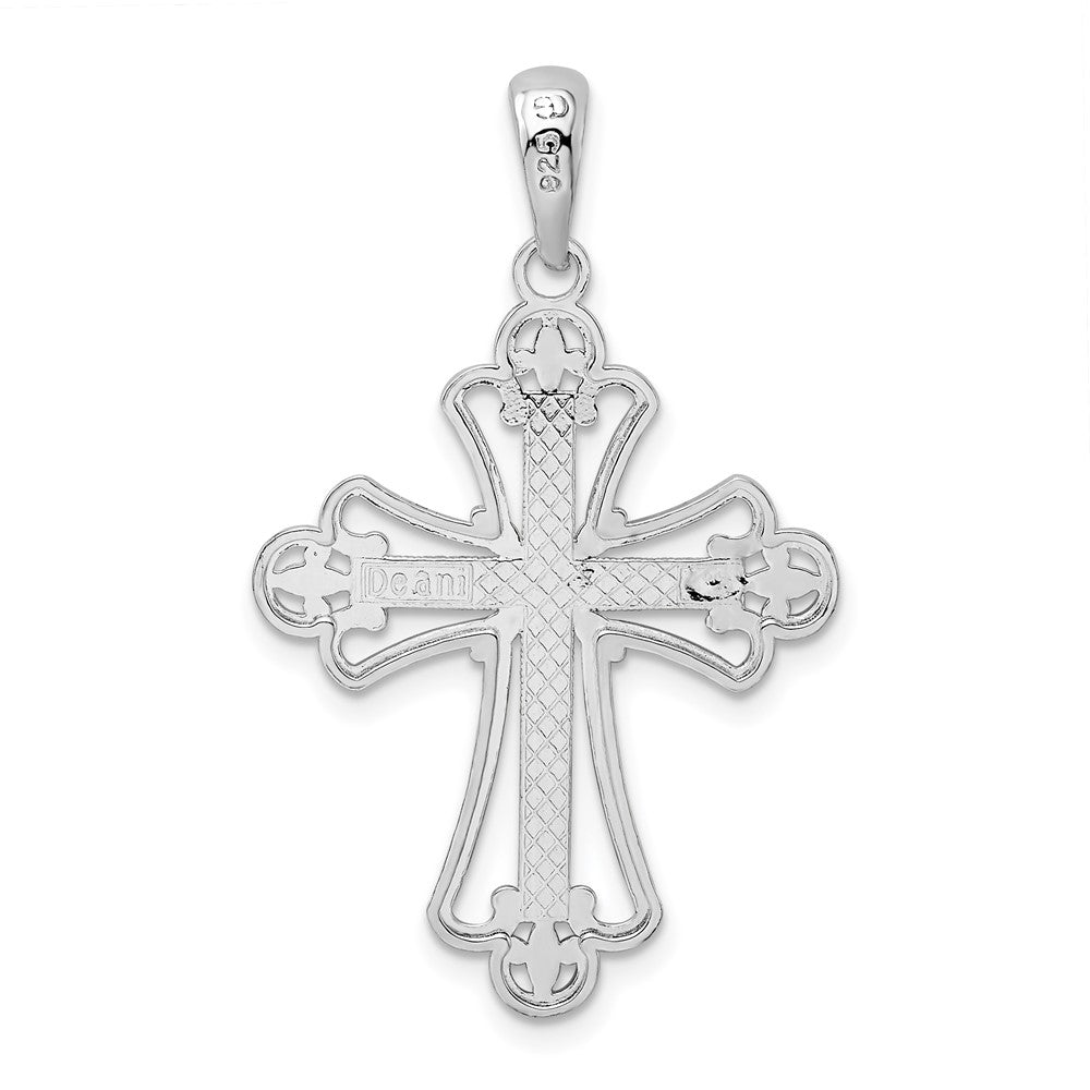 FJC Finejewelers 925 Sterling Silver Polished Beaded Fleur de Lis Cross Charm 21 mm