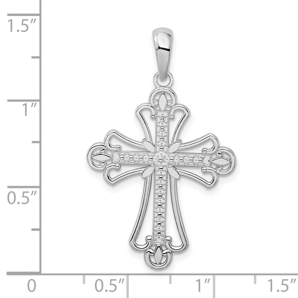 FJC Finejewelers 925 Sterling Silver Polished Beaded Fleur de Lis Cross Charm 21 mm