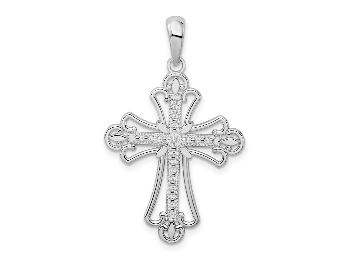 FJC Finejewelers 925 Sterling Silver Polished Beaded Fleur de Lis Cross Charm 21 mm