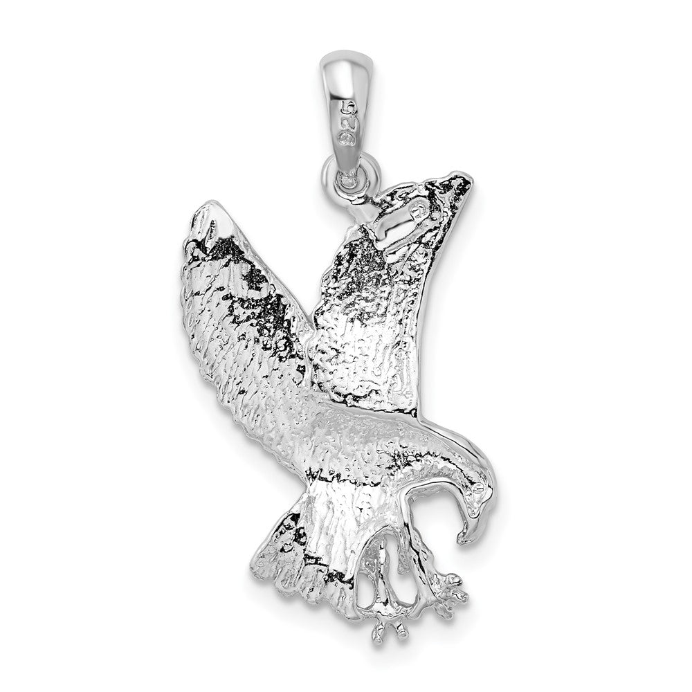 FJC Finejewelers 925 Sterling Silver Rhodium Plated Polished Textured Landing Eagle Charm 10 mm