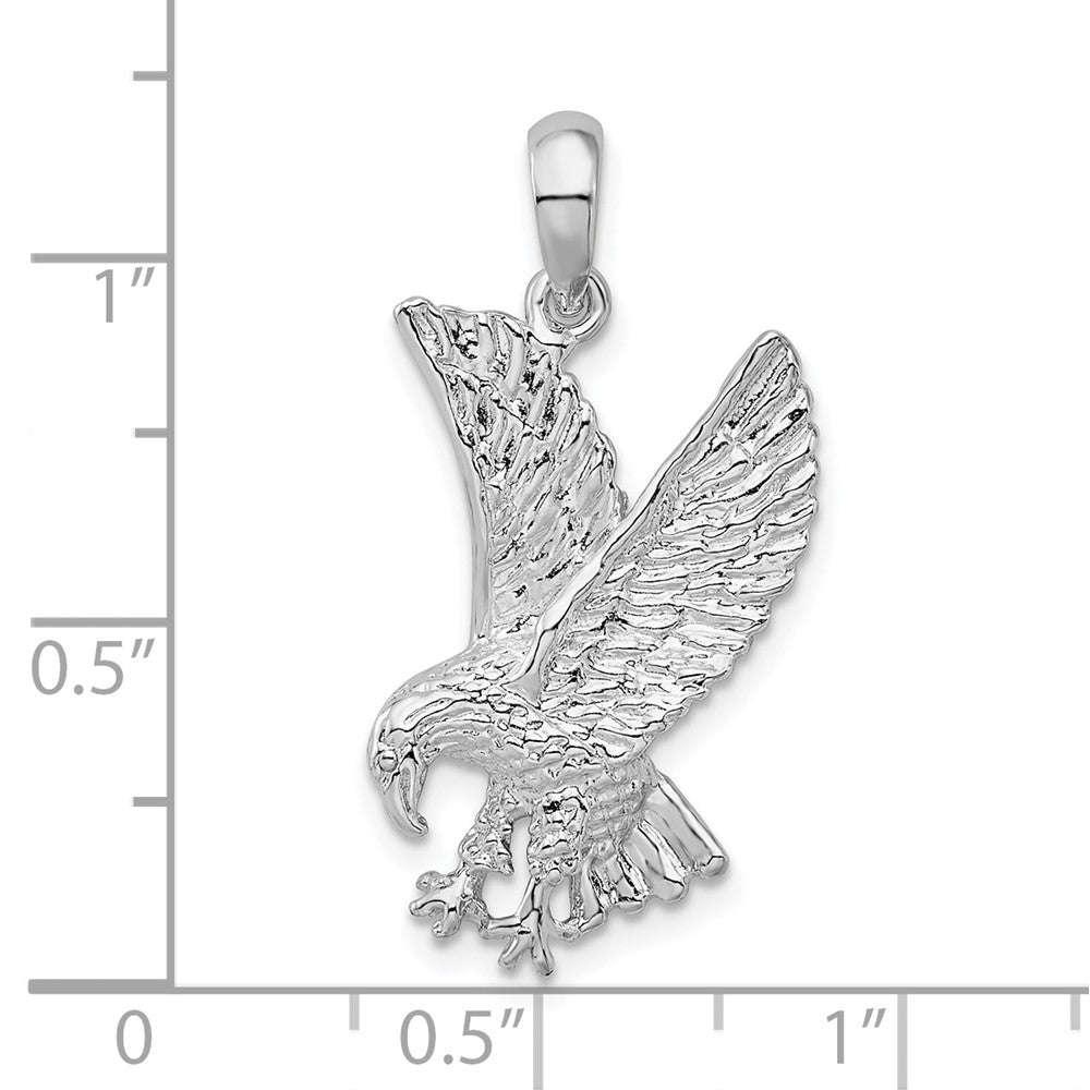 FJC Finejewelers 925 Sterling Silver Rhodium Plated Polished Textured Landing Eagle Charm 10 mm