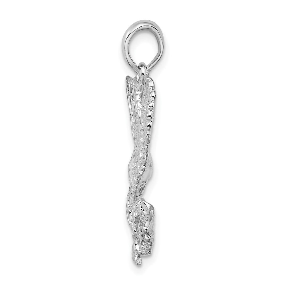 FJC Finejewelers 925 Sterling Silver Rhodium Plated Polished Textured Landing Eagle Charm 10 mm