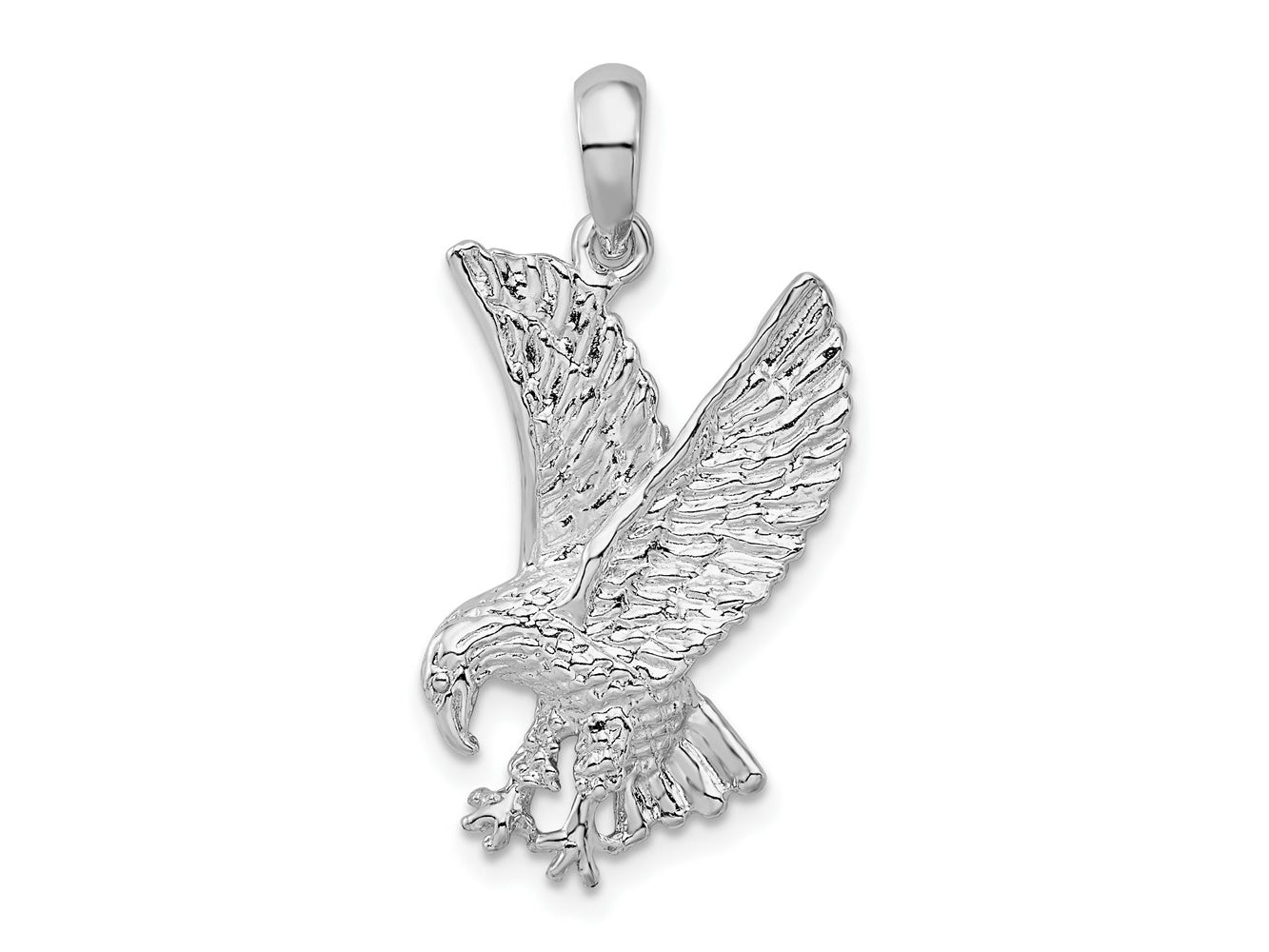 FJC Finejewelers 925 Sterling Silver Rhodium Plated Polished Textured Landing Eagle Charm 10 mm