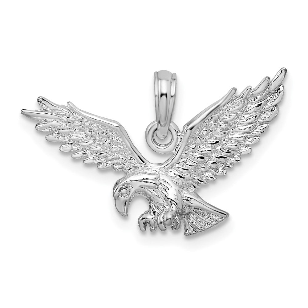 FJC Finejewelers 925 Sterling Silver Rhodium Plated Textured 3D Landing Eagle Charm 10 mm