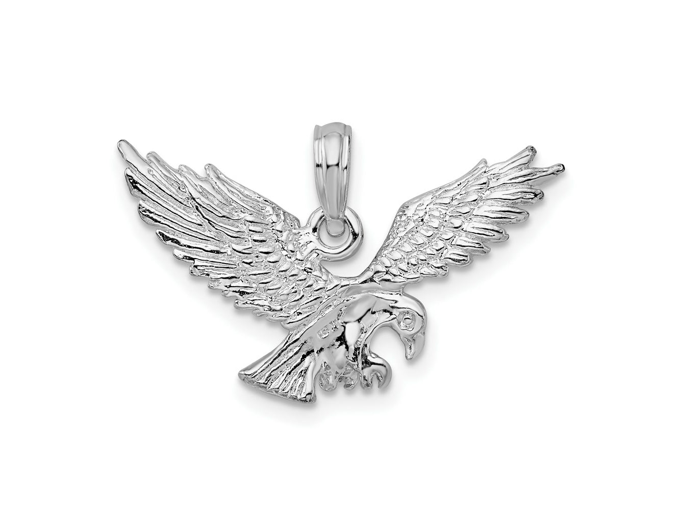 FJC Finejewelers 925 Sterling Silver Rhodium Plated Textured 3D Landing Eagle Charm 10 mm