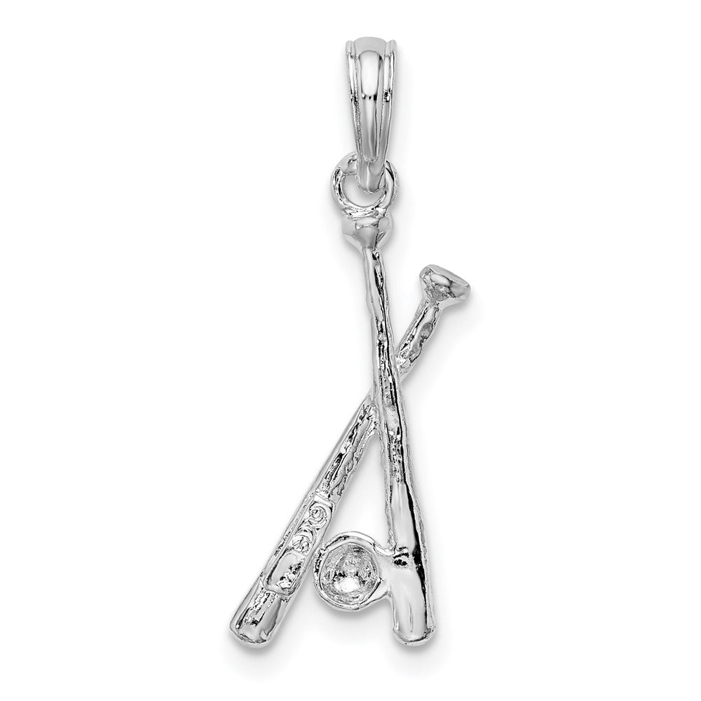 FJC Finejewelers 925 Sterling Silver Rhodium Plated Polished Baseball Bats and Ball Charm 8 mm