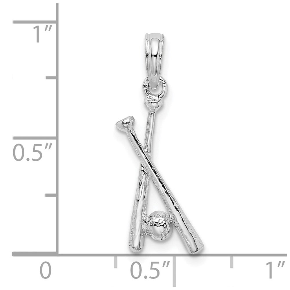 FJC Finejewelers 925 Sterling Silver Rhodium Plated Polished Baseball Bats and Ball Charm 8 mm