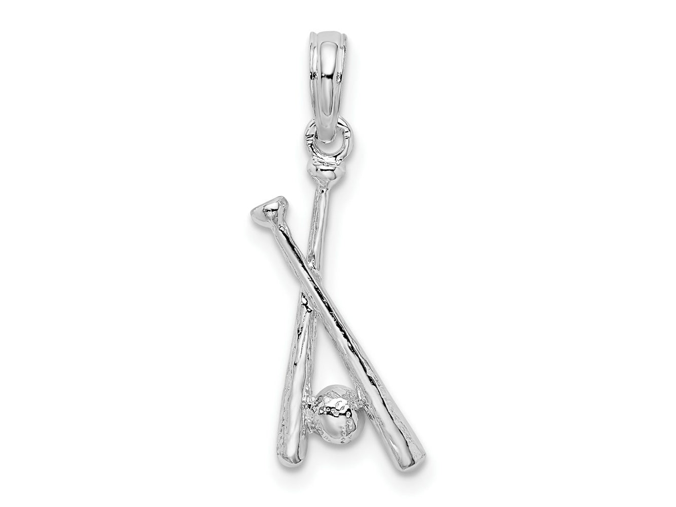 FJC Finejewelers 925 Sterling Silver Rhodium Plated Polished Baseball Bats and Ball Charm 8 mm