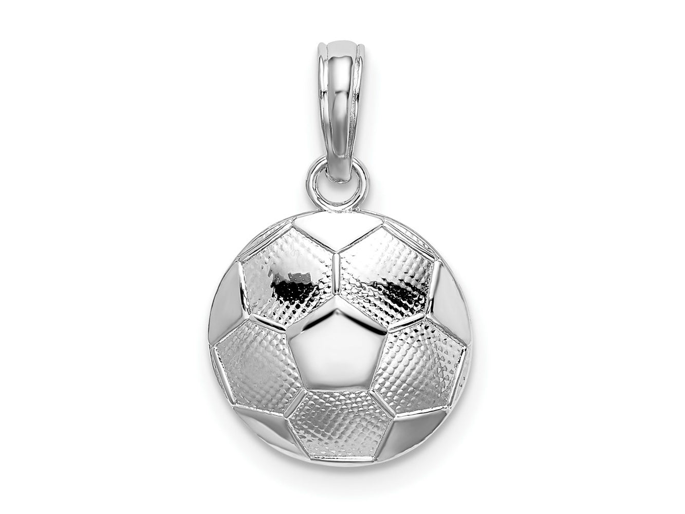FJC Finejewelers 925 Sterling Silver Rhodium Plated Polished/Textured Soccer Ball Charm 11 mm