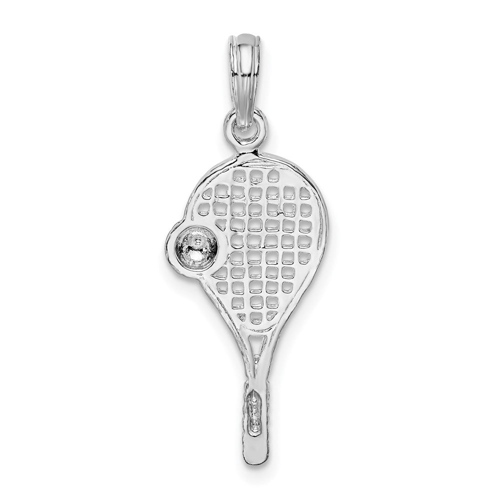 FJC Finejewelers 925 Sterling Silver Rhodium Plated Polished Tennis Racquet and Ball Charm 10 mm