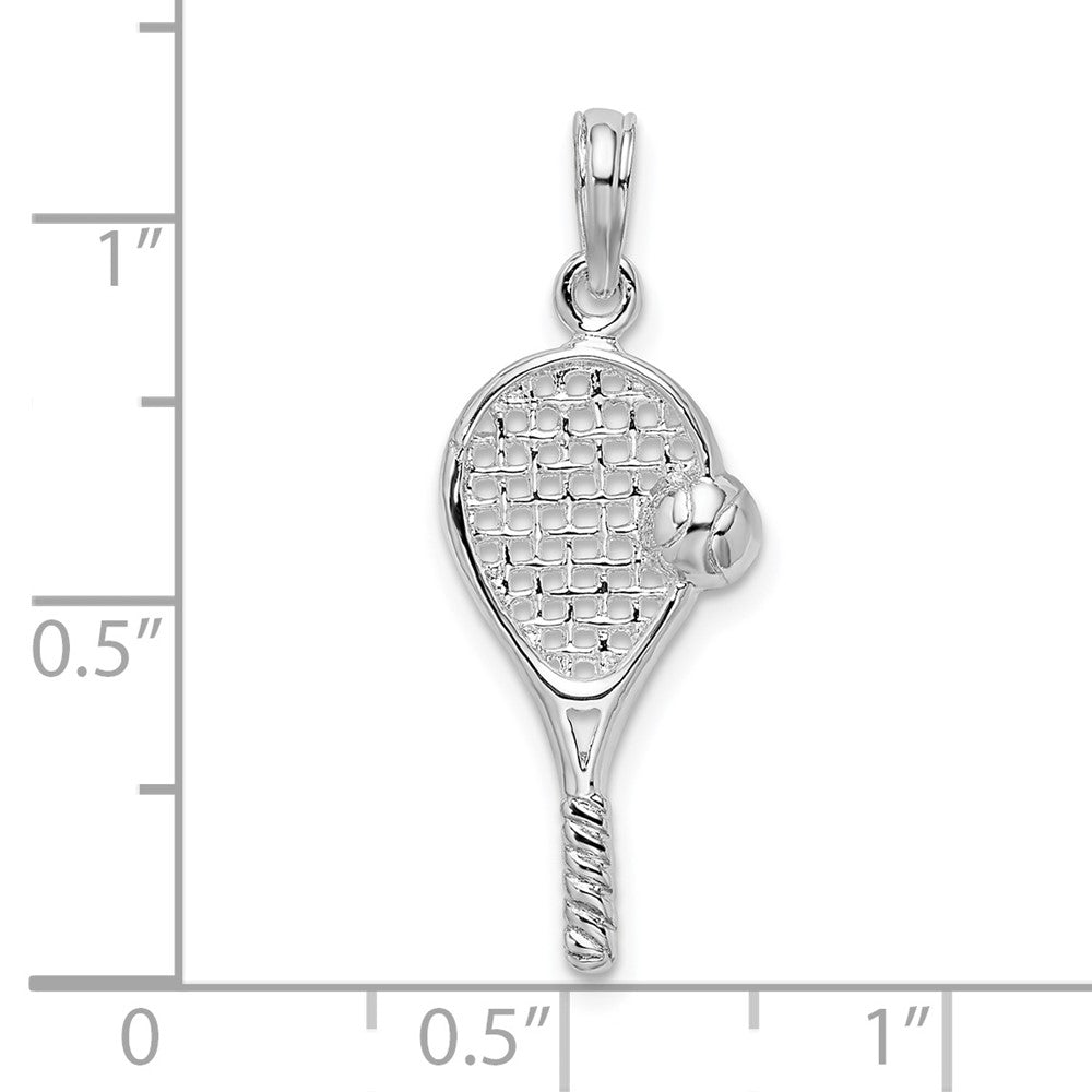 FJC Finejewelers 925 Sterling Silver Rhodium Plated Polished Tennis Racquet and Ball Charm 10 mm