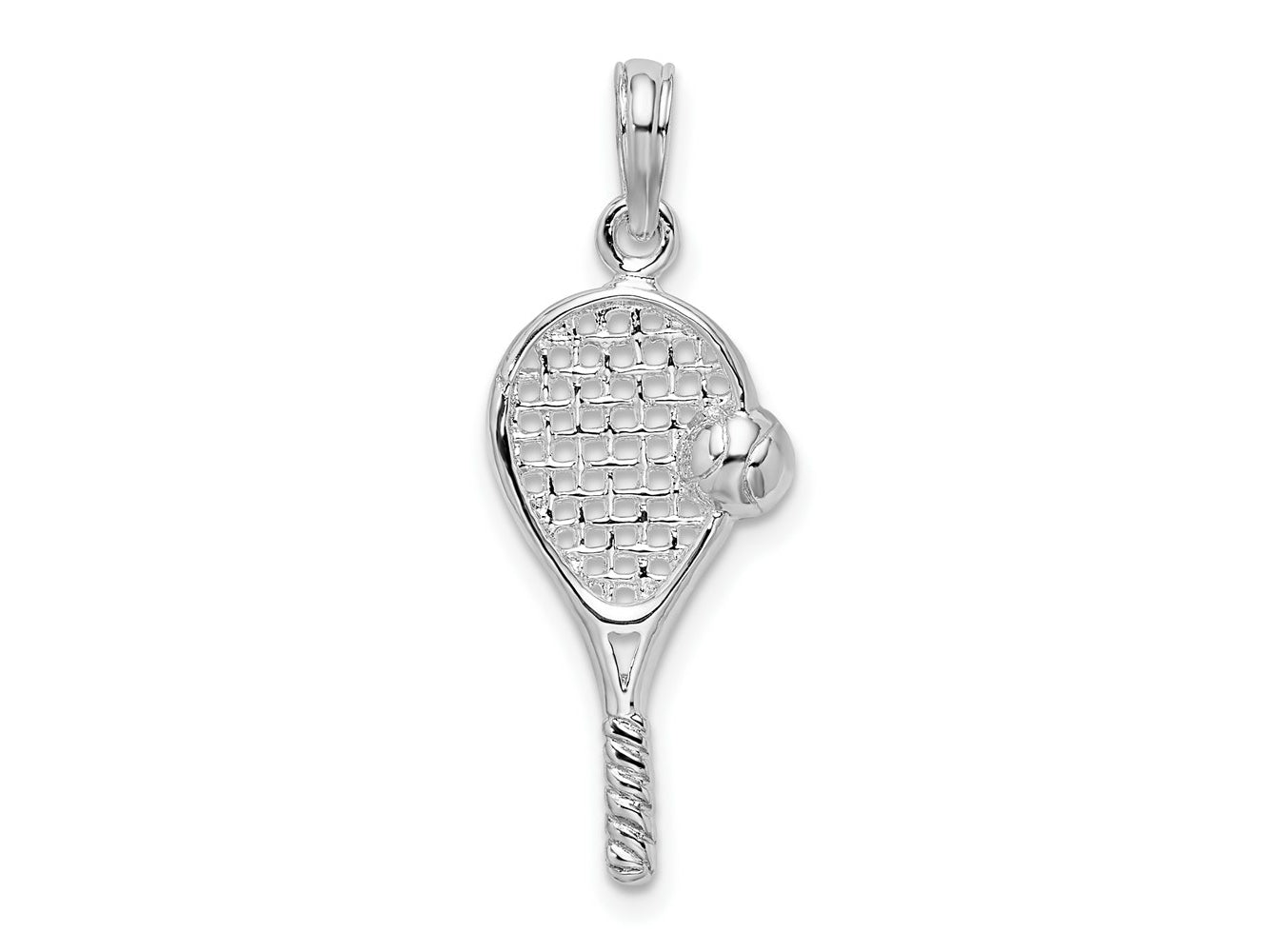 FJC Finejewelers 925 Sterling Silver Rhodium Plated Polished Tennis Racquet and Ball Charm 10 mm
