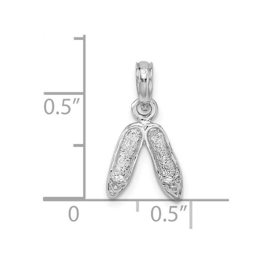 FJC Finejewelers 925 Sterling Silver Rhodium Plated Polished Ballet Slippers Charm 17 x 9 mm