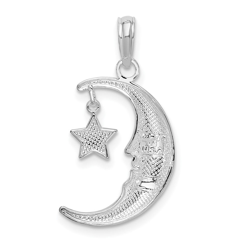 FJC Finejewelers 925 Sterling Silver Moveable Polished Crescent Moon with Star Charm 12 mm