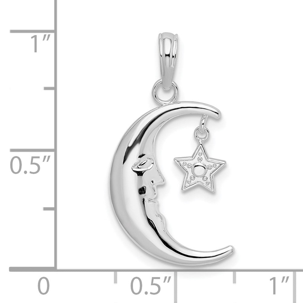 FJC Finejewelers 925 Sterling Silver Moveable Polished Crescent Moon with Star Charm 12 mm
