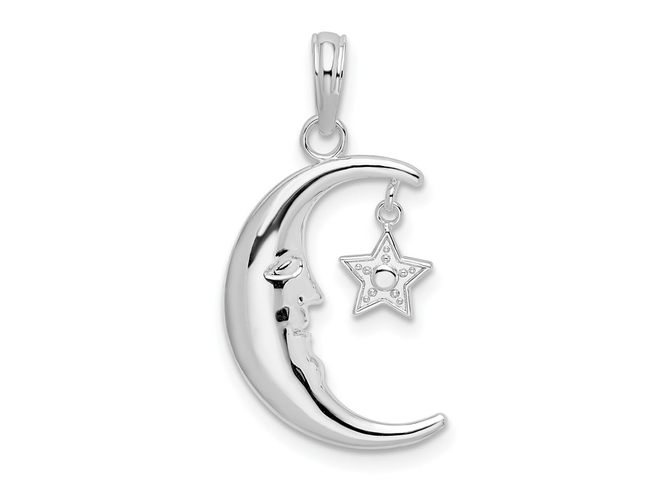 FJC Finejewelers 925 Sterling Silver Moveable Polished Crescent Moon with Star Charm 12 mm