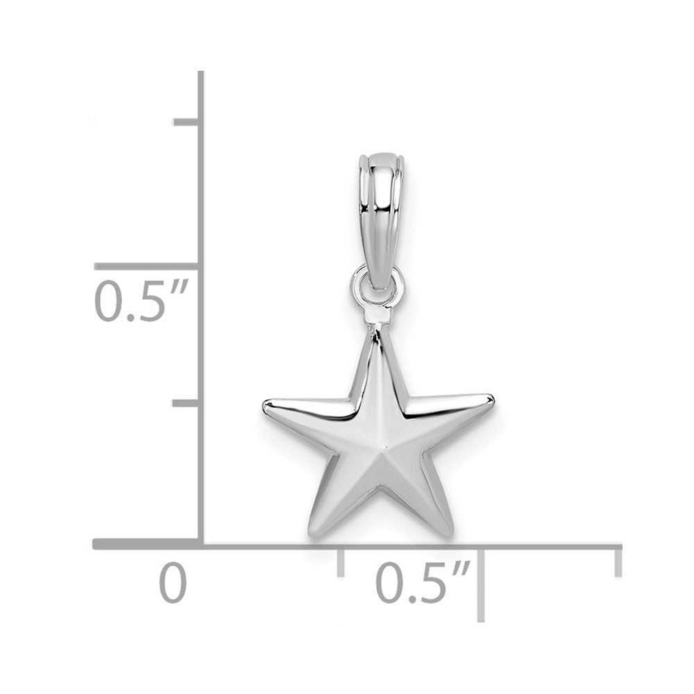 FJC Finejewelers 925 Sterling Silver Rhodium Plated Polished 3D Star Charm 10 mm