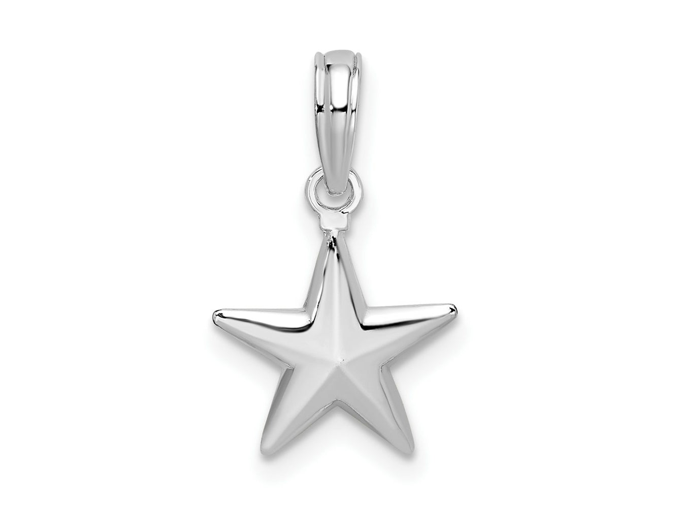 FJC Finejewelers 925 Sterling Silver Rhodium Plated Polished 3D Star Charm 10 mm