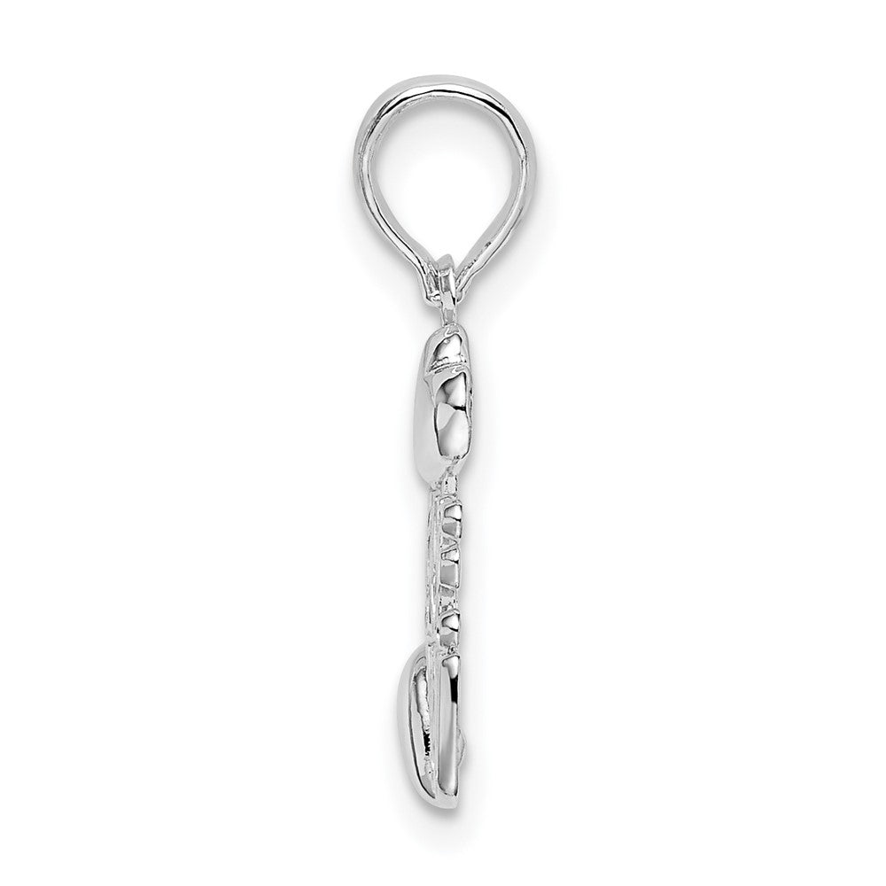 FJC Finejewelers 925 Sterling Silver Rhodium Plated Polished I LOVE YOU with Hearts Charm
